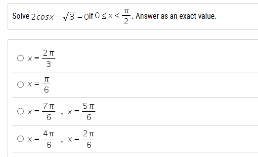 code class = "asciimath" > Solve 2 cosx - \ sqrt