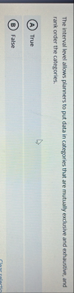 The interval level allows planners to put data in