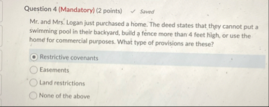 Question 4 ( Mandatory ) ( 2 points ) Saved Mr .