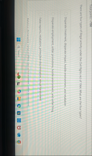 Total points: - - / 1 5 0 There are four types of