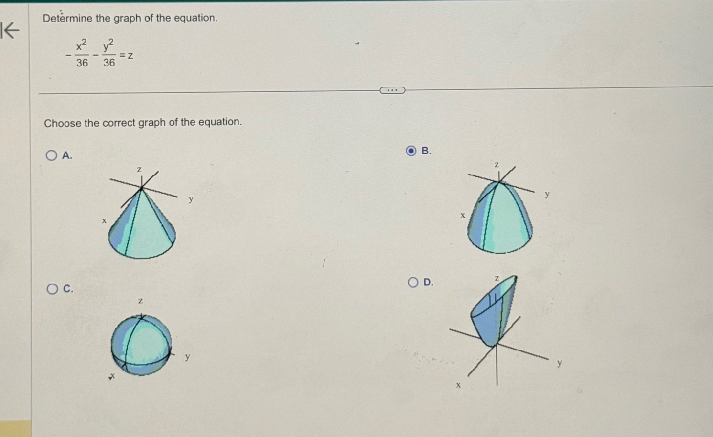 Determine the graph of the equation. - x 2 3 6 -