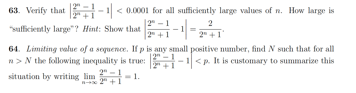 Verify that | 2 n - 1 2 n + 1 - 1 | < 0 . 0 0 0 1