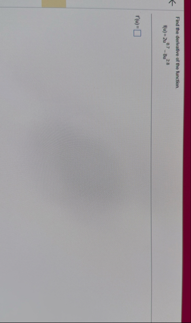 Find the derivative of the function. f ( u ) = 2