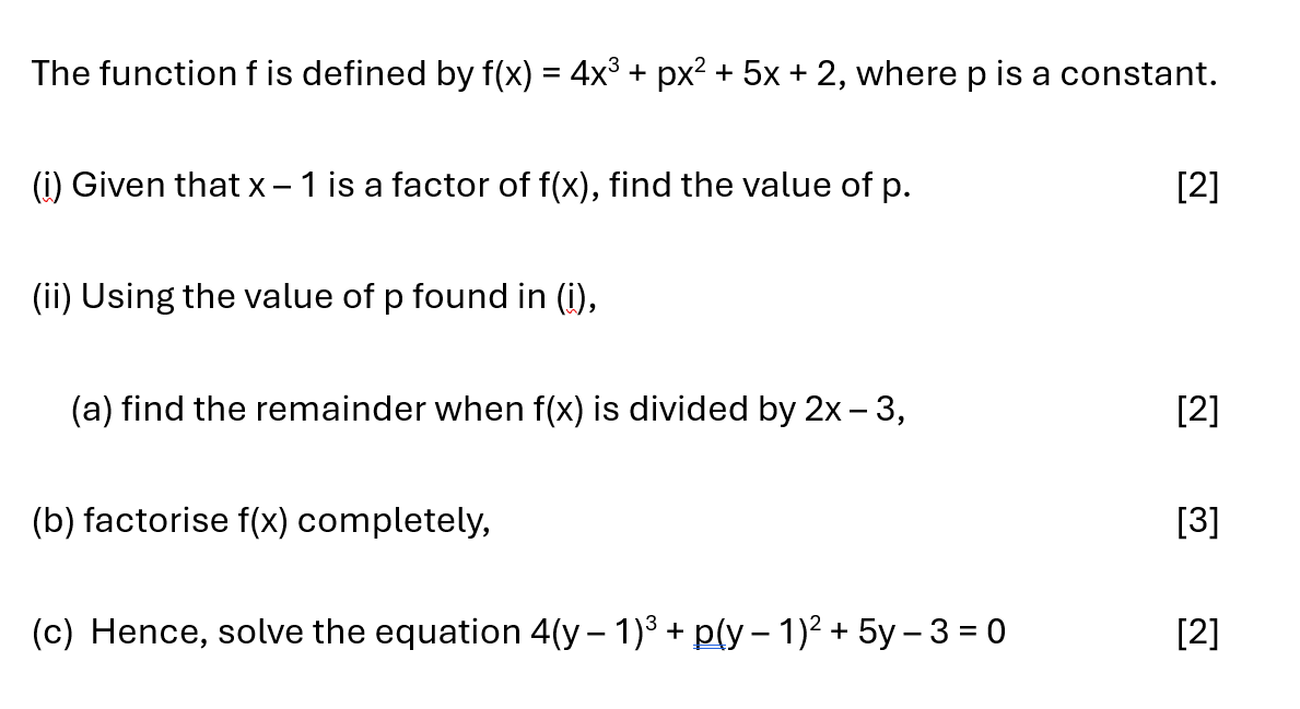 code class = "asciimath" > The function f is