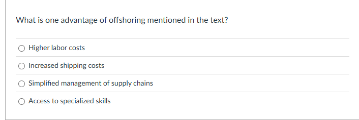 What is one advantage of offshoring mentioned in