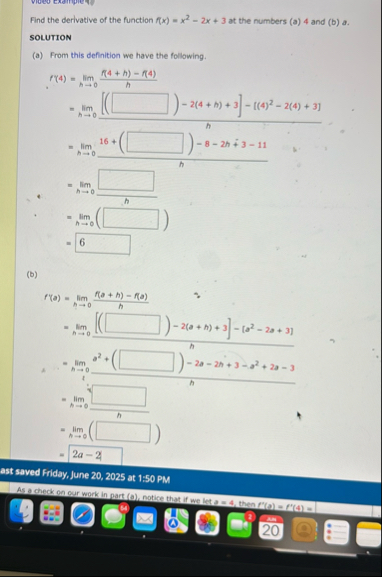 Find the derivative of the function f ( x ) = x 2