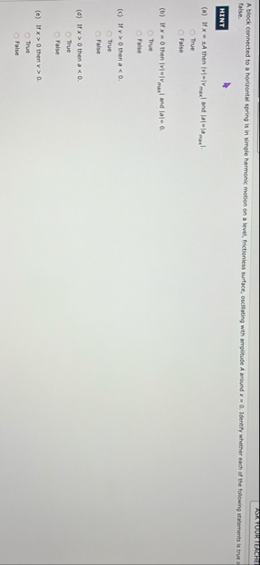 ASK YOUR TEACHE A block connected to a horisontal
