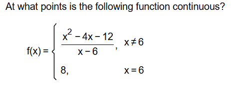 A t what points i s the following function