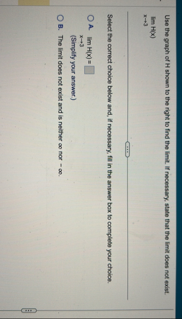 Use the graph of H shown to the right to find the