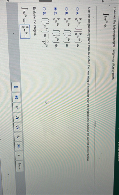 Evaluate the following integral using integration