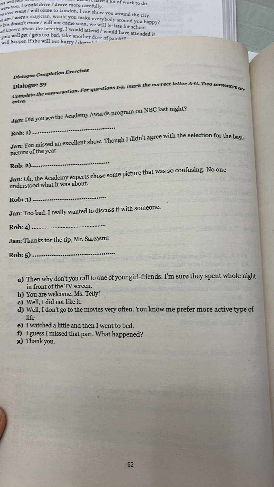 Dialogue Completion Exercises Complete the