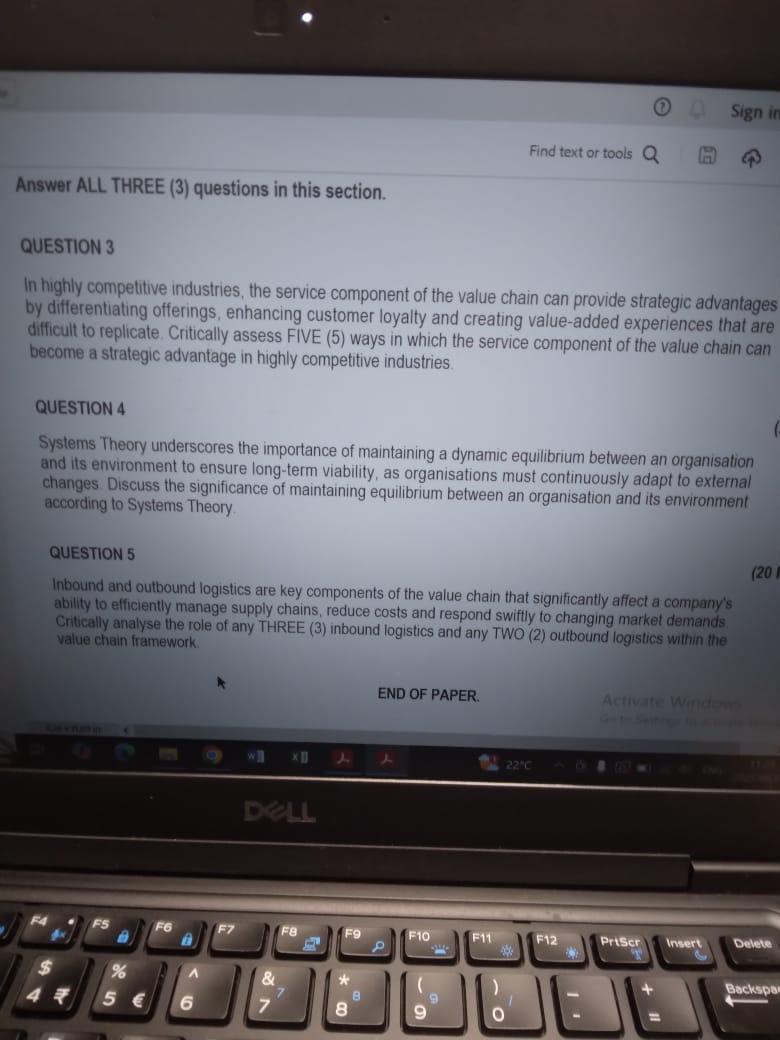 Answer ALL. THREE ( 3 ) questions in this