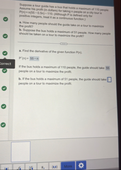 Suppose a tour guide has a bus that holds a