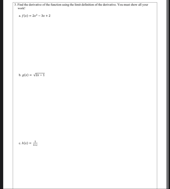 Find the derivative of the function using the