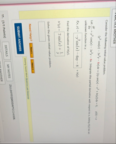 TRMCTICE ANOTHER Consider the following initial -