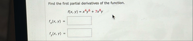 Find the first partial derivatives of the