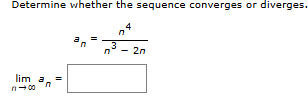 Determine whether the sequence converges o r