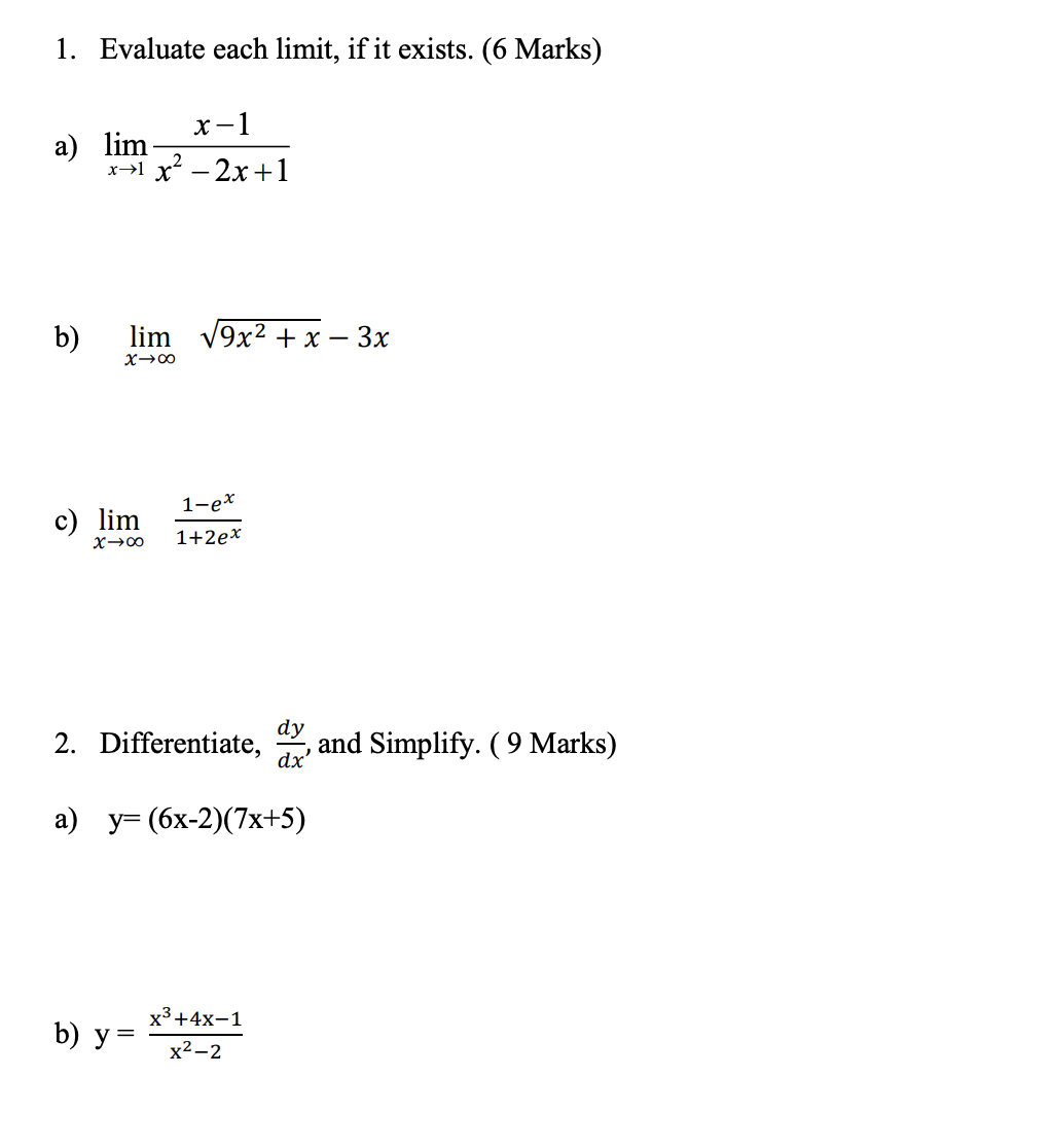 Evaluate each l i m i t , i f i t exists. ( 6