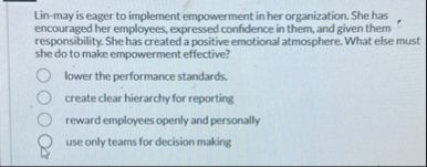 Lin - may is eager to implement empowerment in