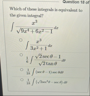 Question 1 8 of Which of these integrals is