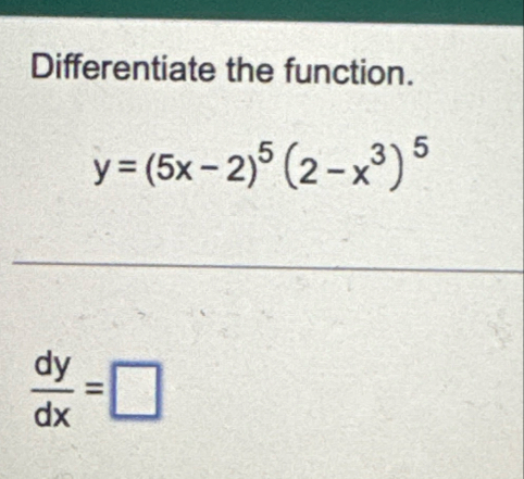 Differentiate the function. y = 9 x 2 - 1 4 x 3 +
