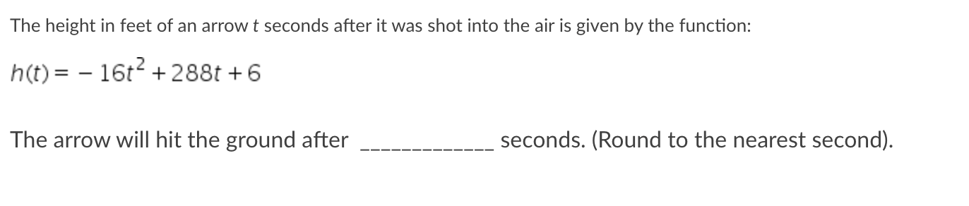 The height i n feet o f a n arrow t seconds after