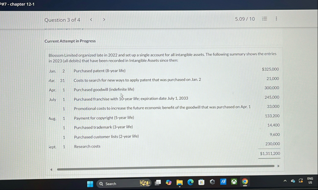 # 7 - chapter 1 2 - 1 Question 3 of 4 5 . 0 9 1 0