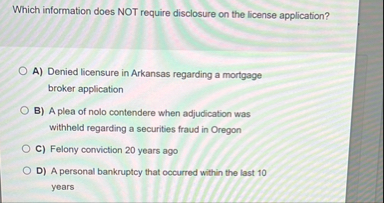 Which information does NOT require disclosure on