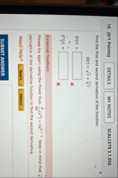 [ 0 / 1 Points ] SCALCET 9 3 . 1 . 0 5 0 . Find