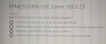 EPME 5 2 1 0 BA EOC Exam 1 8 JUL 2 3 1 of 2 0