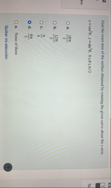 2 Find the exact area of the surface obtained by