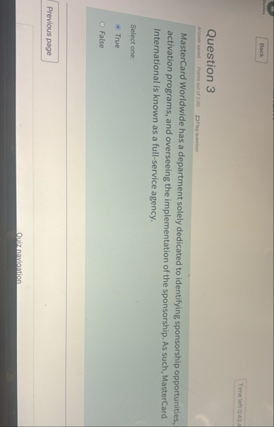 Duvies Time left 0 . 4 3 . 4 Question 3 Answer