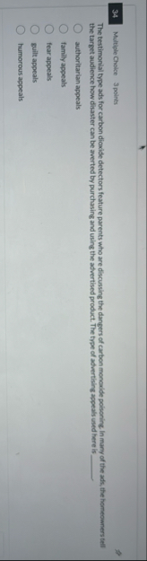 3 4 Multiple Choice 3 points The testimonial type