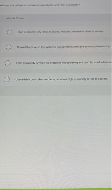 What is the difference between unavaliable and