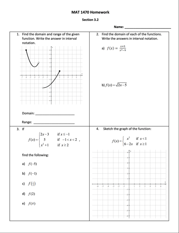 MAT 1 4 7 0 Homework - show your work Section 3 .