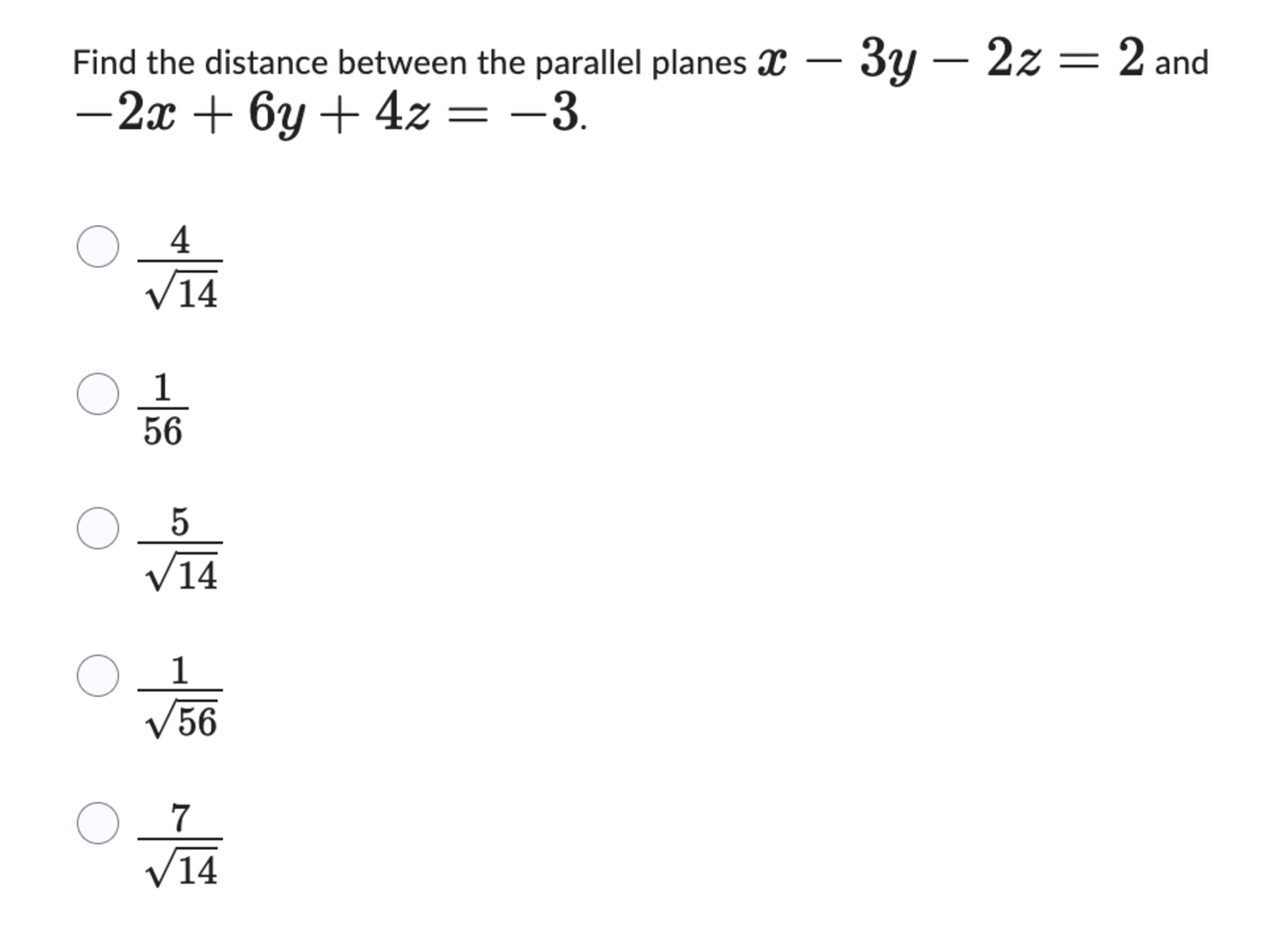 Find the distance between the parallel planes x -