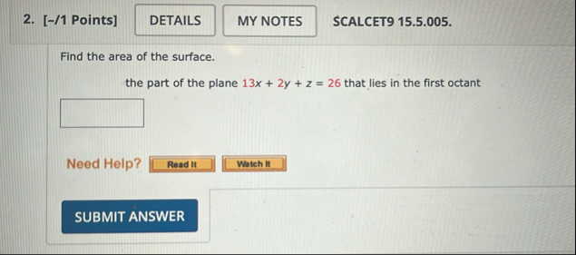 [ - / 1 Points ] SCALCET 9 1 5 . 5 . 0 0 5 . Find