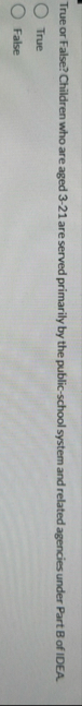 True or False? Children who are aged 3 - 2 1 are