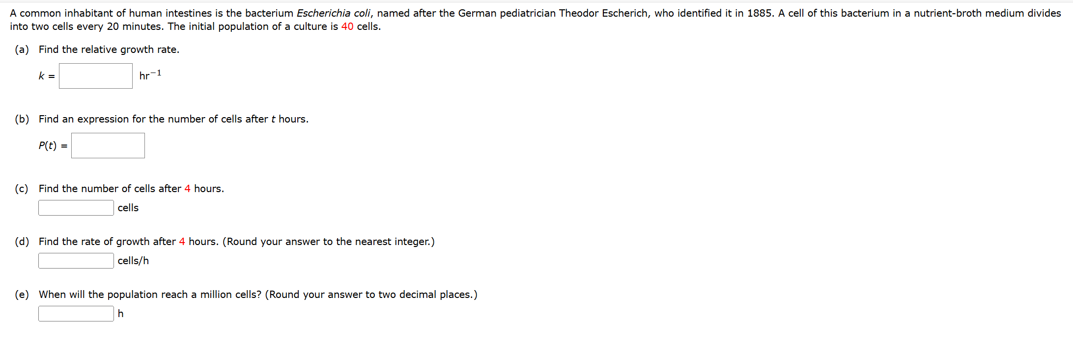 into two cells every 2 0 minutes. The initial