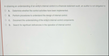 In oblaining an understanding of an enity's