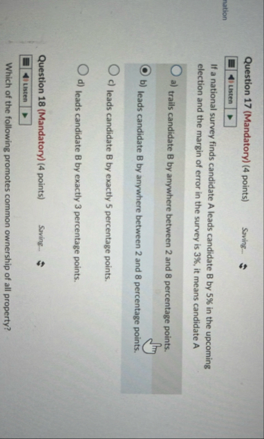 Question 1 7 ( Mandatory ) ( 4 points ) Saving _