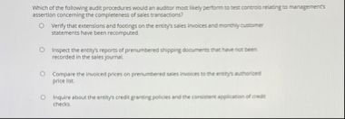 Which of the following audic procedures would an