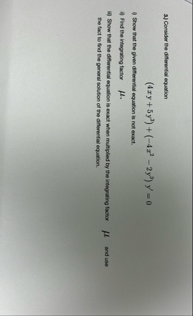 3 . ) Consider the differential equation ( 4 x y