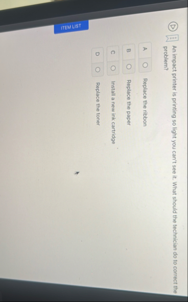 ( D ) 1 2 An impact printer is printing so light