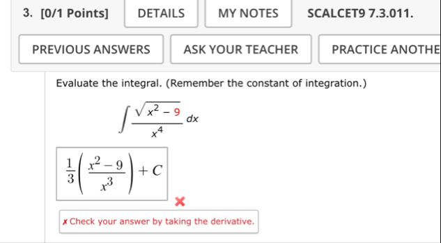 [ 0 / 1 Points ] SCALCET 9 7 . 3 . 0 1 1 .