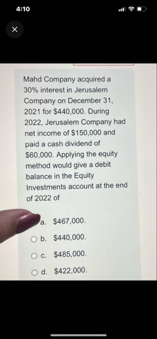 4 : 1 0 Mahd Company acquired a 3 0 % interest in