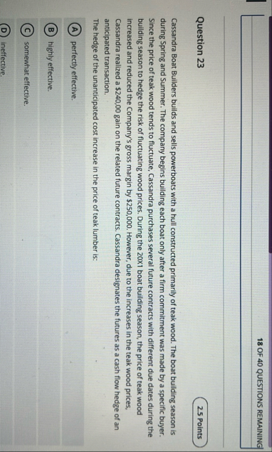 1 8 OF 4 0 QUESTIONS REMAINING Question 2 3