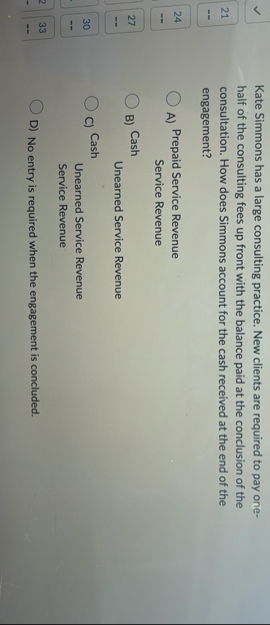 Kate Simmons has a large consulting practice. New