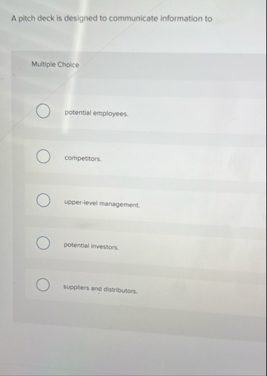 A pitch deck is designed to communicate