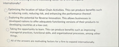 internationally? Optimizing the location of Value